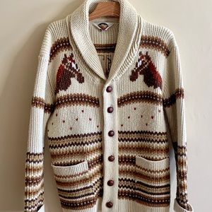 Vintage 1970’s horse themed cardigan sweater, vintage western cardigan sweater